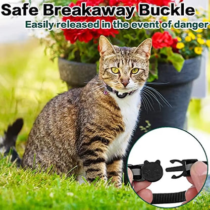 ATUBAN Breakaway Cat Collar with Reflective Design and Apple AirTag Holder, Includes Bell, Suitable for Kittens and Adult Cats, 0.4 Inches